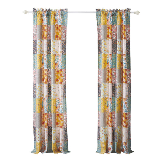 Turin 84 Inch Window Curtains Brushed Microfiber Multicolor Patchwork