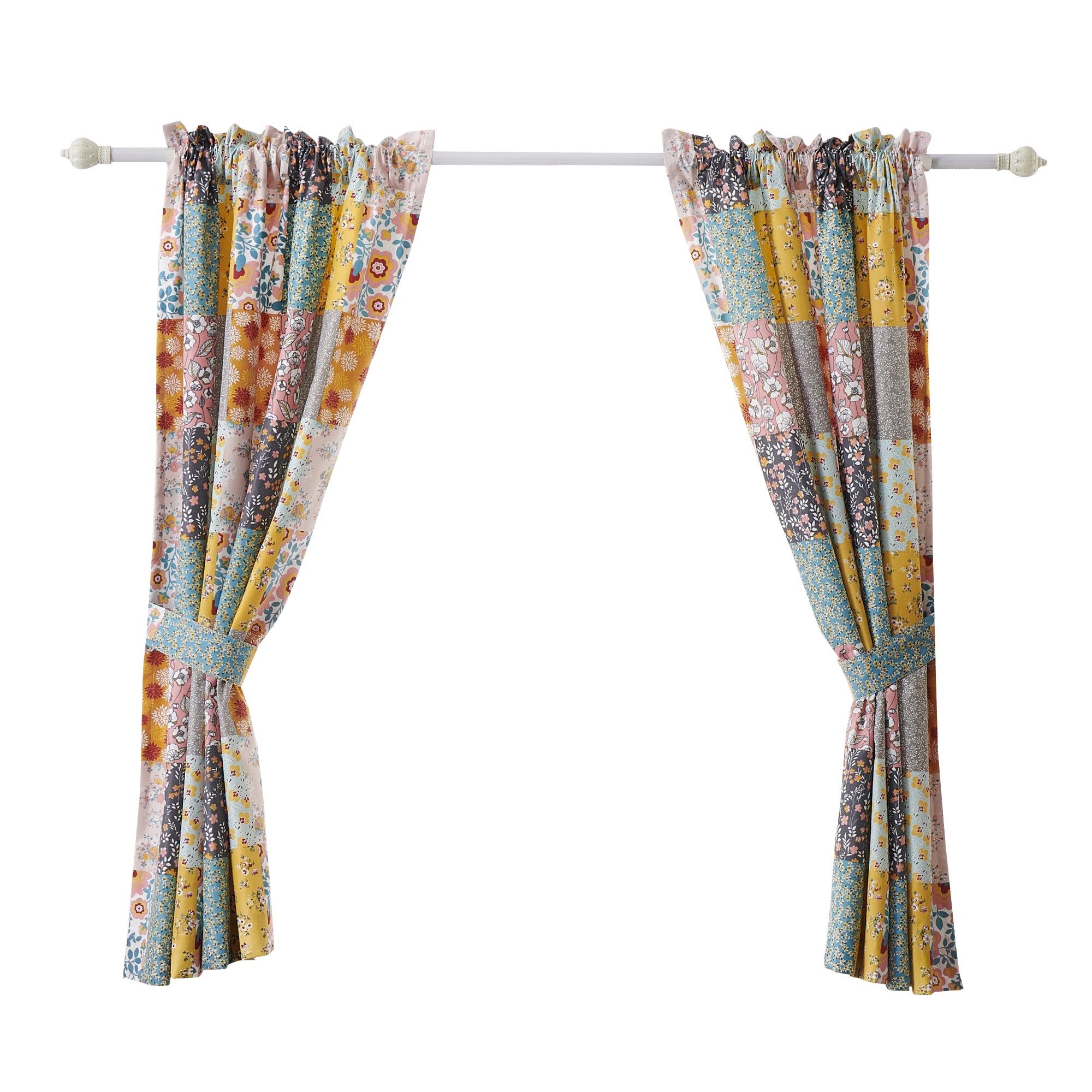 Turin 63 Inch Window Curtains Brushed Microfiber Multicolor Patchwork-zoom-2