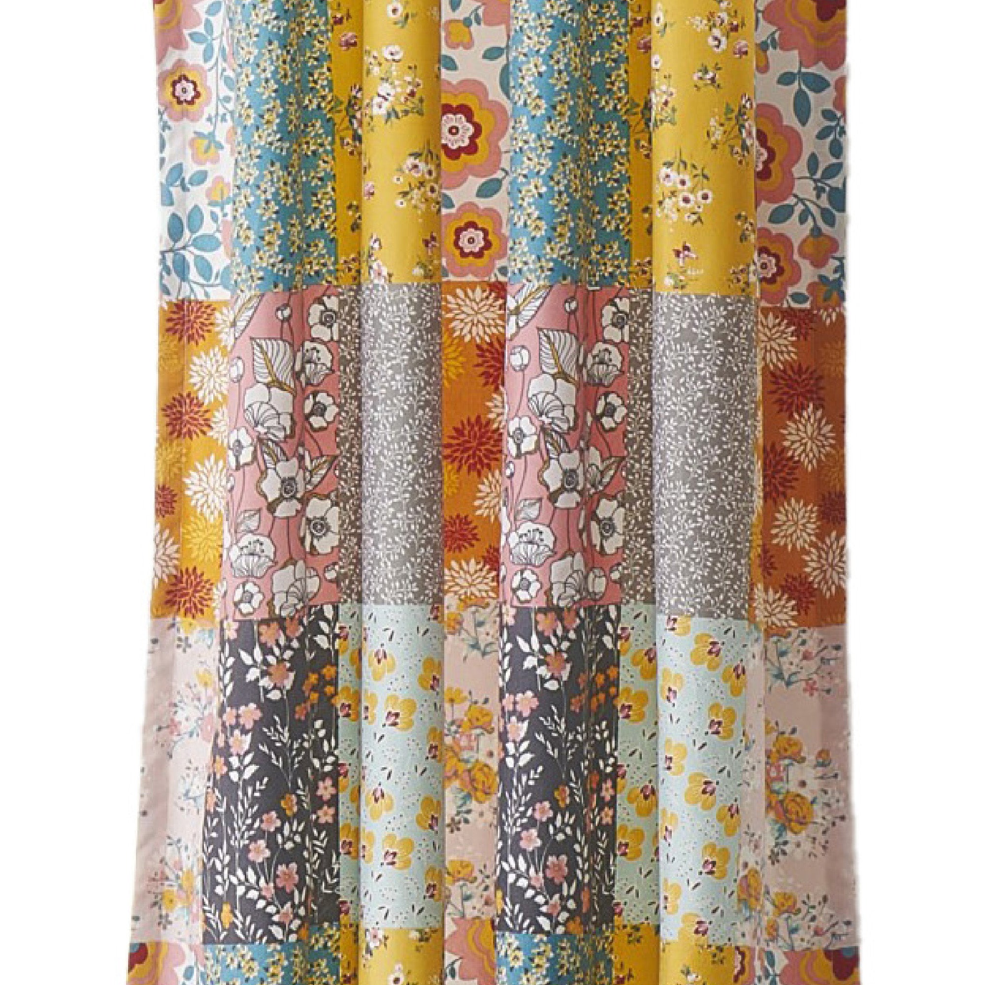 Turin 63 Inch Window Curtains Brushed Microfiber Multicolor Patchwork-zoom-4