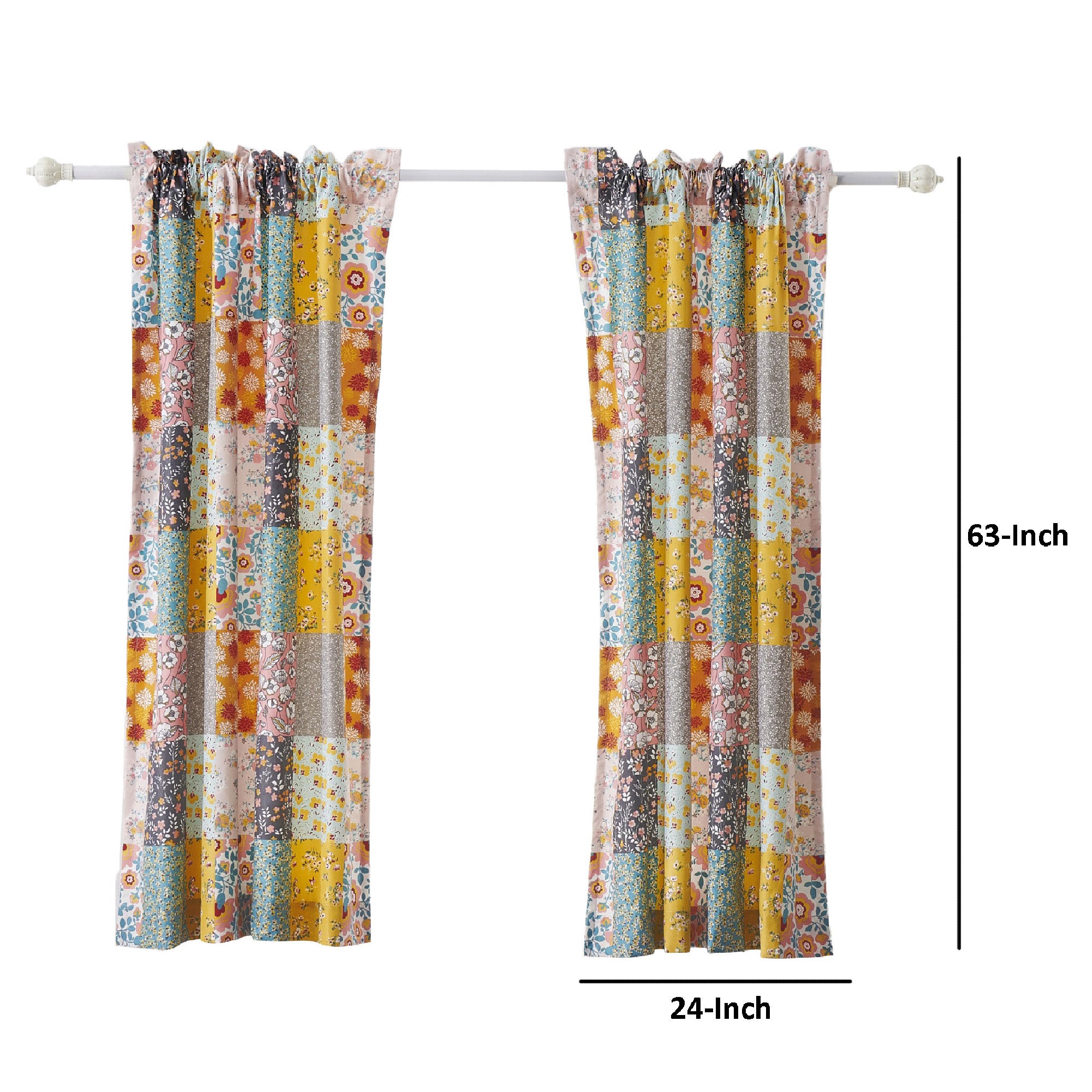 Turin 63 Inch Window Curtains Brushed Microfiber Multicolor Patchwork-zoom-5