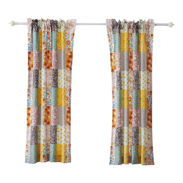 Turin 63 Inch Window Curtains Brushed Microfiber Multicolor Patchwork