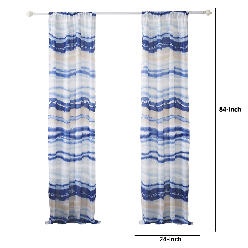 84 Inch Window Curtains Polyester Blue Wave Print Design-zoom-