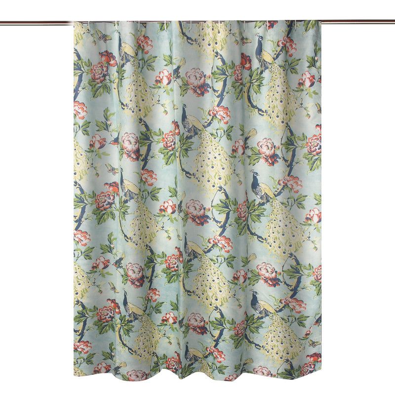 Eden 72 Inch Shower Curtain Songbirds And Butterflies Green Microfiber-zoom-