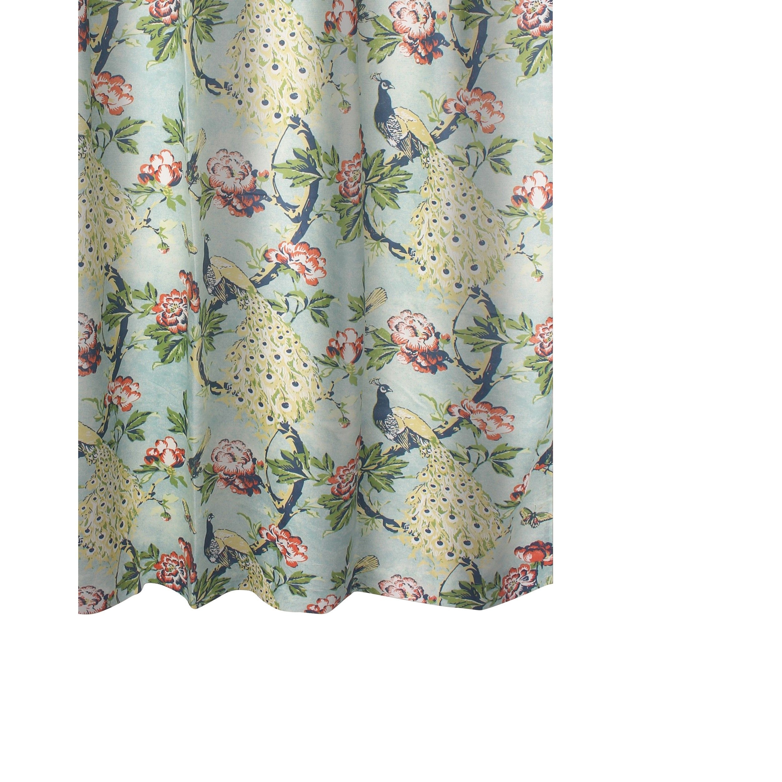Eden 72 Inch Shower Curtain Songbirds And Butterflies Green Microfiber-zoom-2