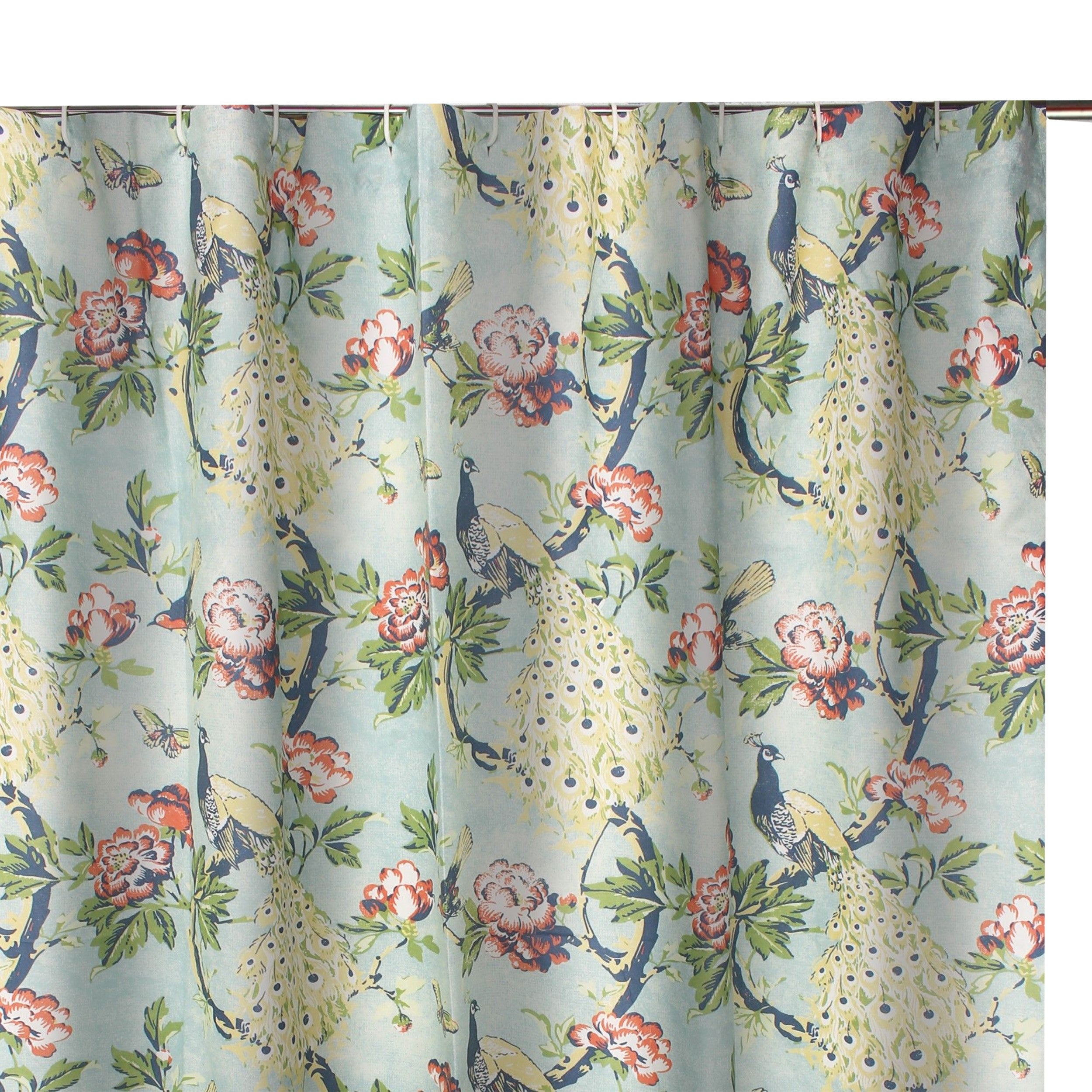 Eden 72 Inch Shower Curtain Songbirds And Butterflies Green Microfiber-zoom-3