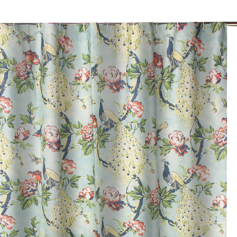 Eden 72 Inch Shower Curtain Songbirds And Butterflies Green Microfiber-zoom-