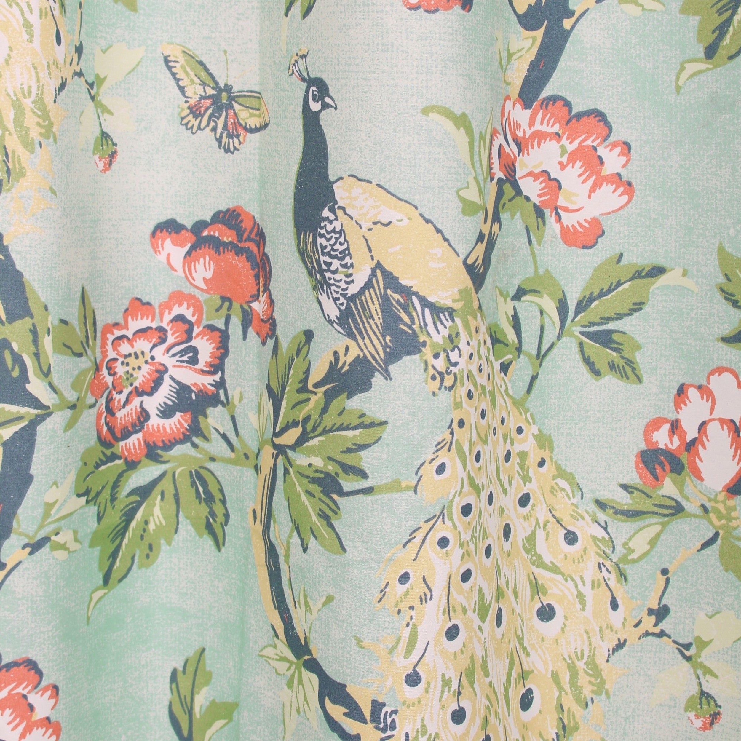 Eden 72 Inch Shower Curtain Songbirds And Butterflies Green Microfiber-zoom-4