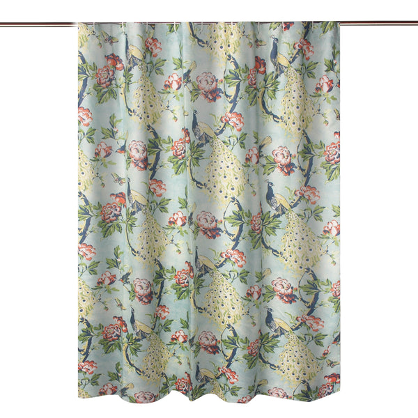 Eden 72 Inch Shower Curtain Songbirds And Butterflies Green Microfiber