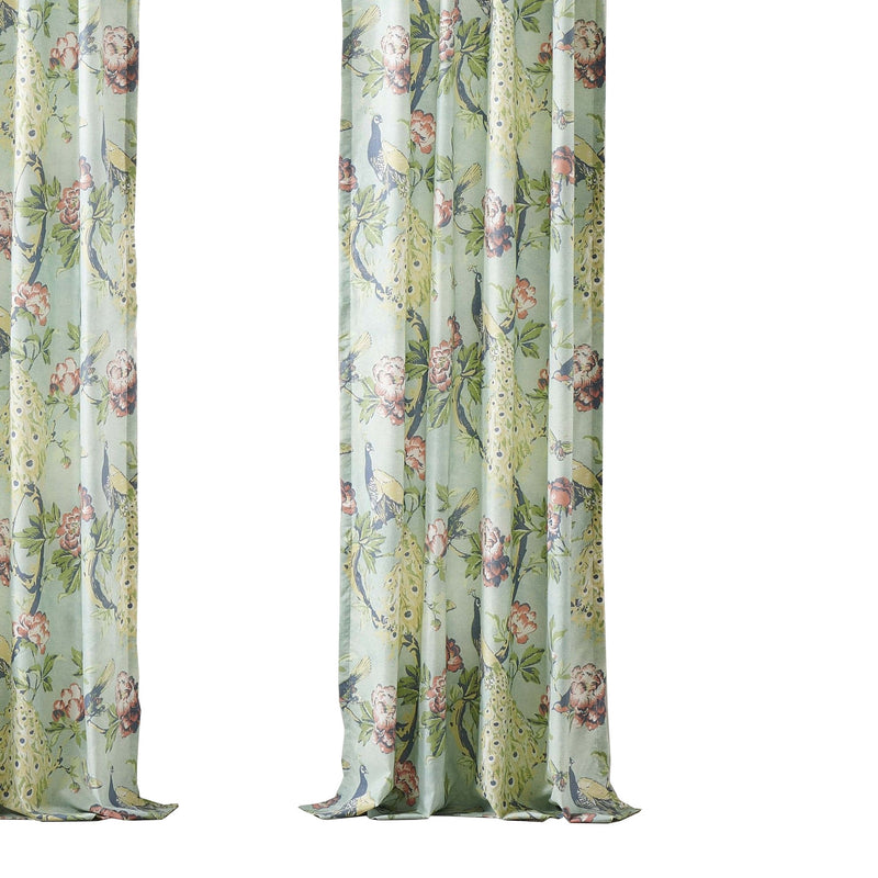 Eden 84 Inch Window Curtains Butterflies And Songbirds Green Microfiber-zoom-