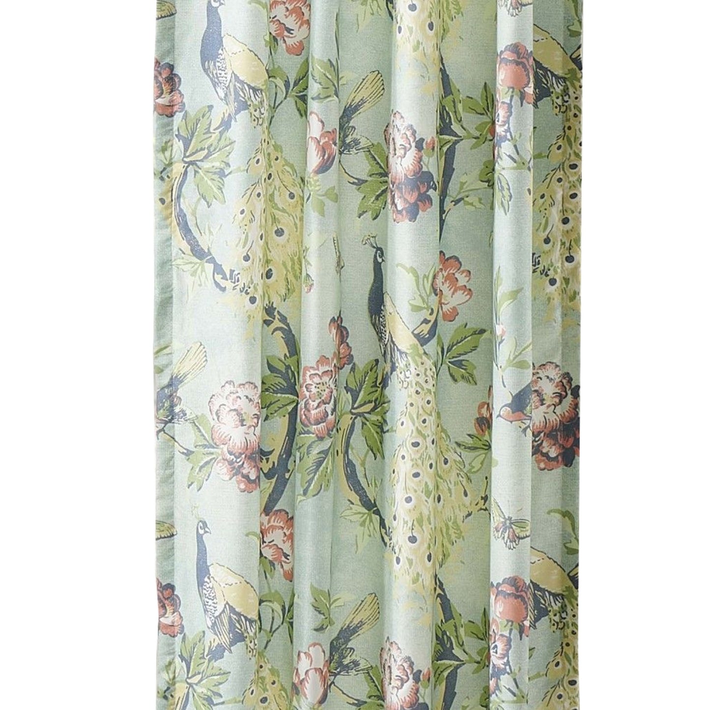 Eden 84 Inch Window Curtains Butterflies And Songbirds Green Microfiber