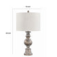 28 Inch Table Lamp Polyresin Turned Pedestal Stand Antique Gold Color