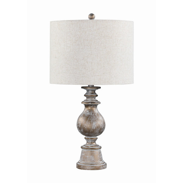 28 Inch Table Lamp Polyresin Turned Pedestal Stand Antique Gold Color