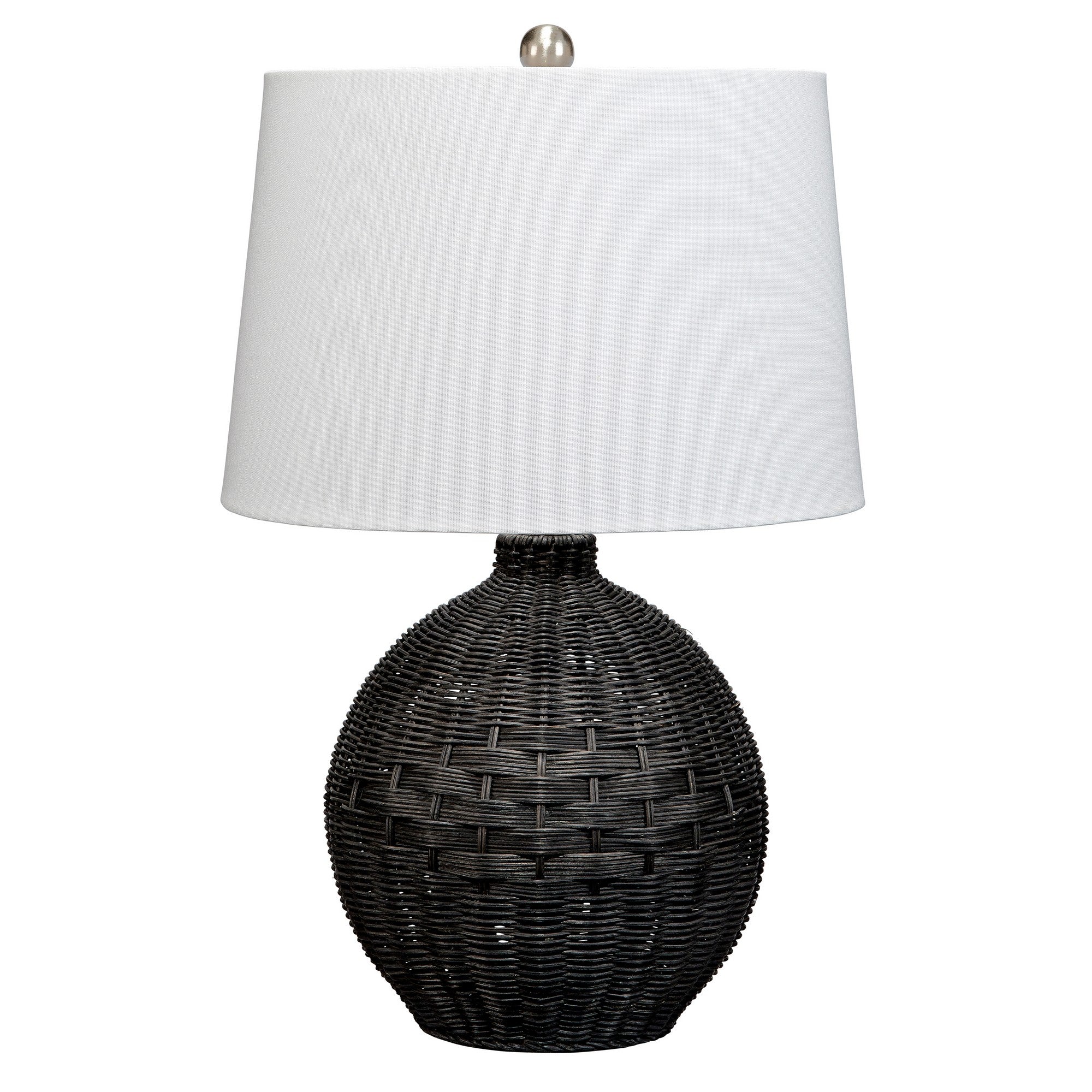 Lee 23 Inch Table Lamp Rattan Woven Inverted Tapered Shade White Black-zoom-1
