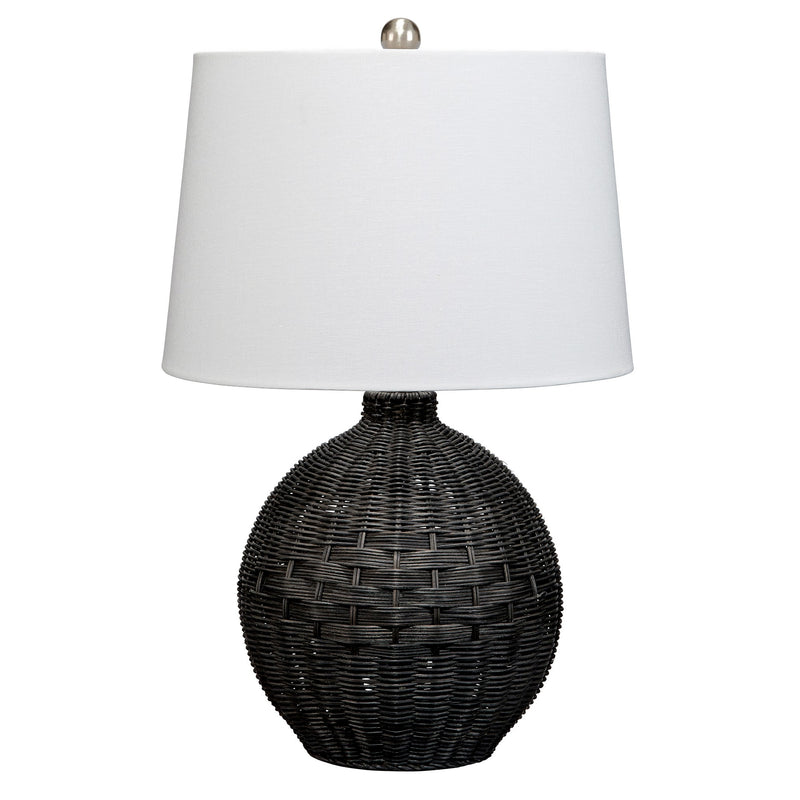 Lee 23 Inch Table Lamp Rattan Woven Inverted Tapered Shade White Black-zoom-