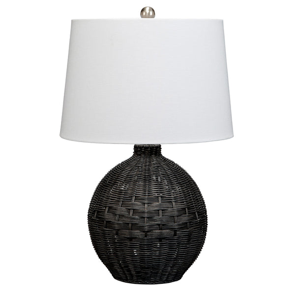 Lee 23 Inch Table Lamp Rattan Woven Inverted Tapered Shade White Black