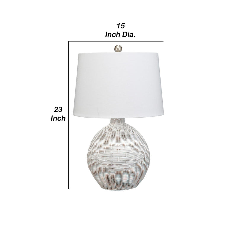 Lee 23 Inch Table Lamp Rattan Woven Inverted Tapered White Shade White-zoom-