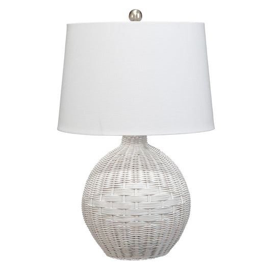 Lee 23 Inch Table Lamp Rattan Woven Inverted Tapered White Shade White