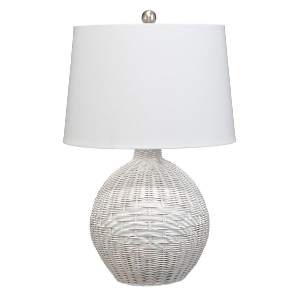 Lee 23 Inch Table Lamp Rattan Woven Inverted Tapered White Shade White
