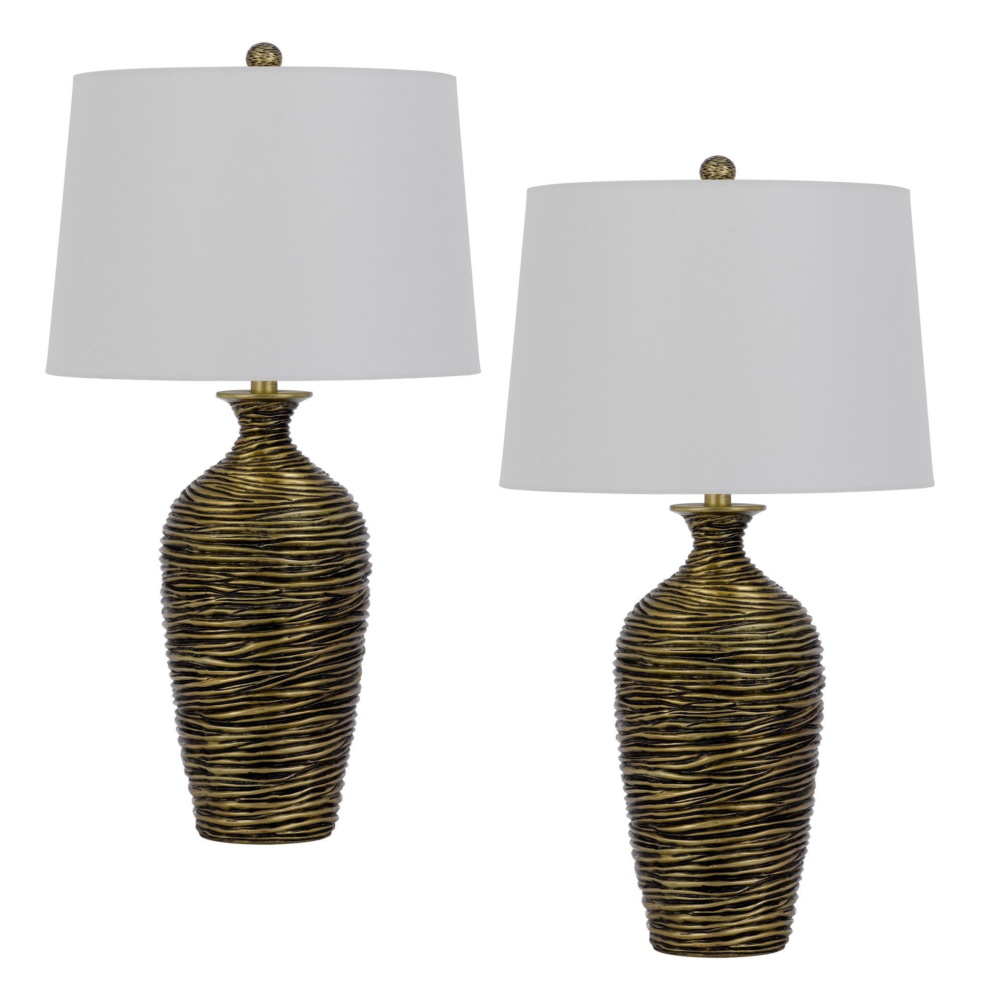29 Inch Table Lamp Vase Style Set of 2 White Drum Shade Antique Bronze-zoom-1