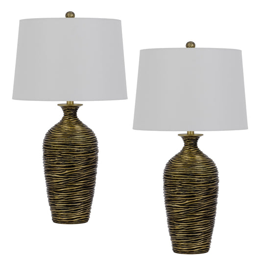 29 Inch Table Lamp Vase Style Set of 2 White Drum Shade Antique Bronze
