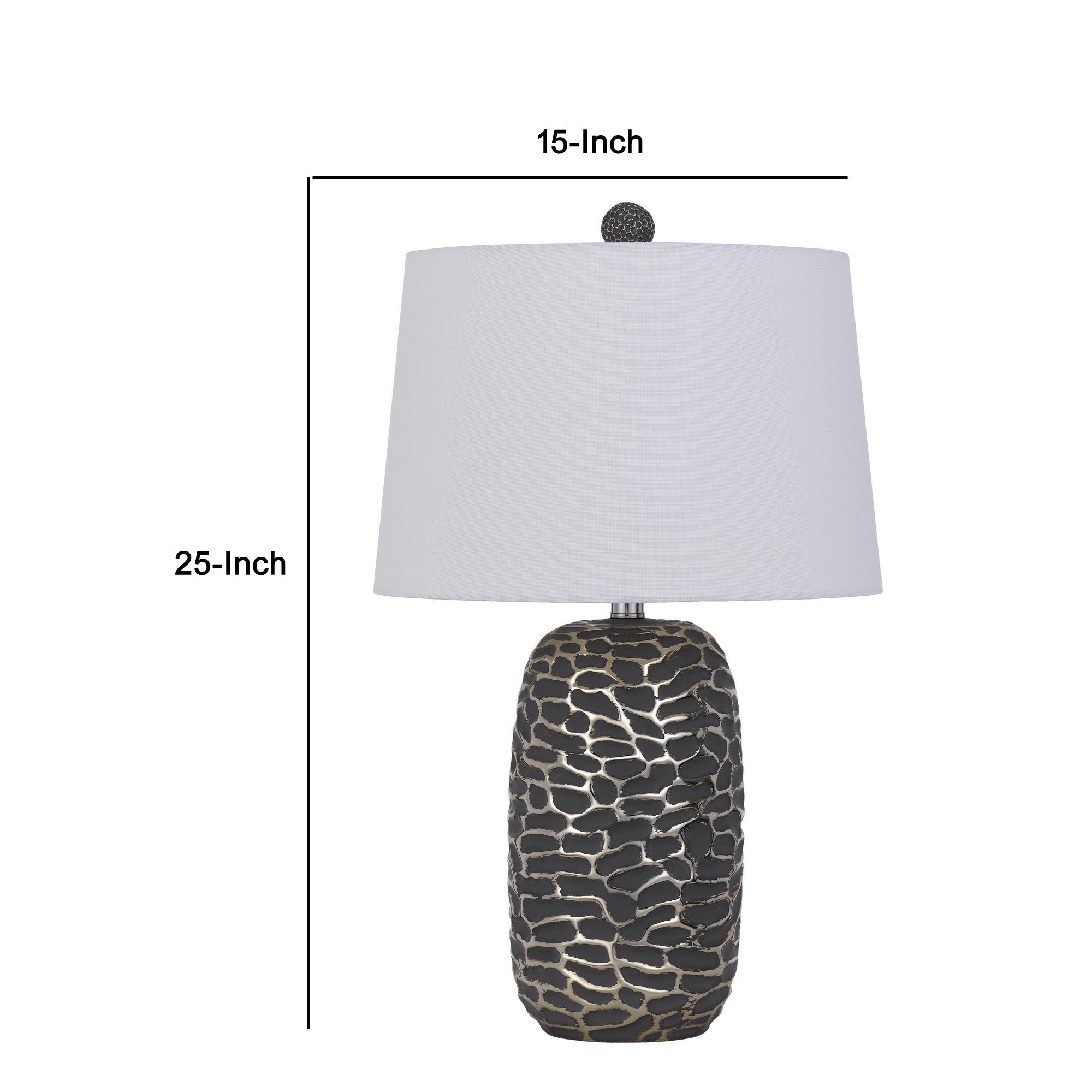 25 Inch Oval Table Lamp Set of 2 White Fabric Drum Shade Black Silver-zoom-5