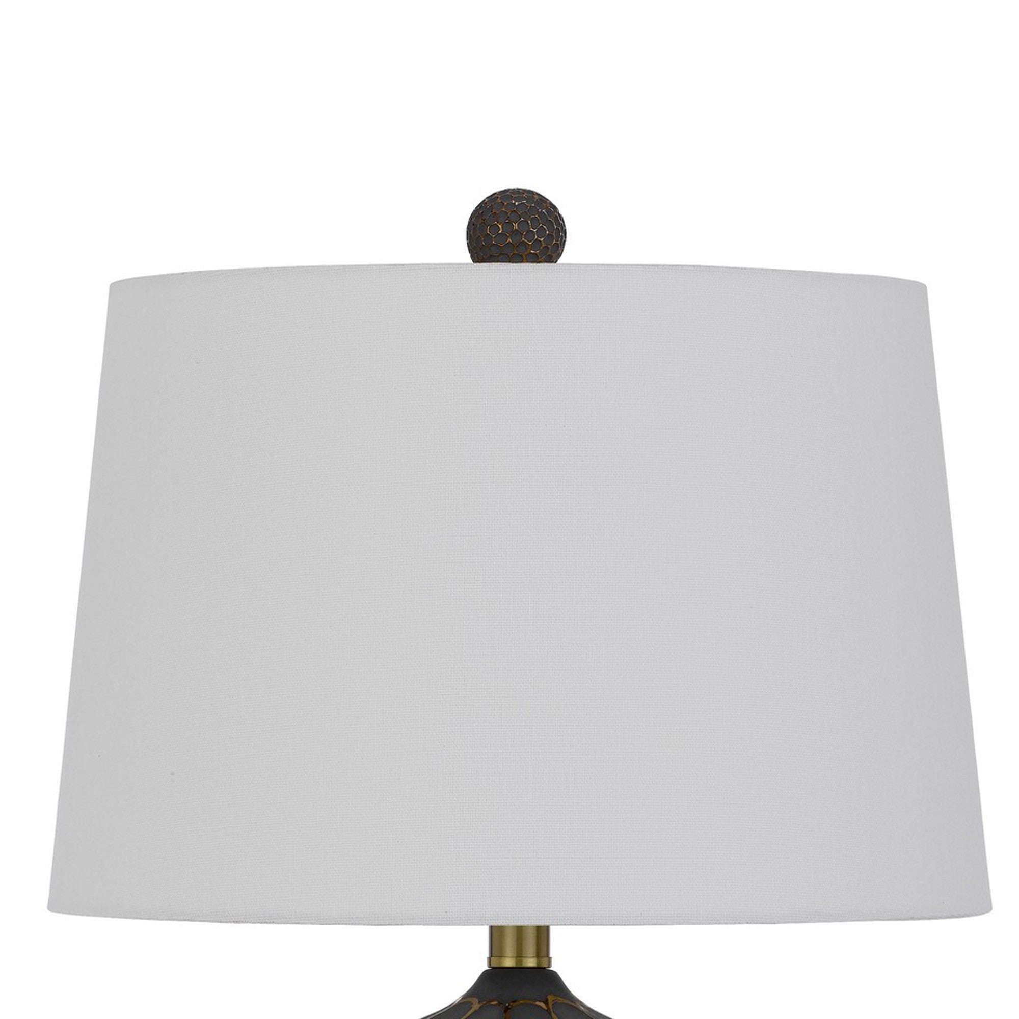 27 Inch Modern Curved Table Lamp Set of 2 Round Shade Black Gold Resin-zoom-3