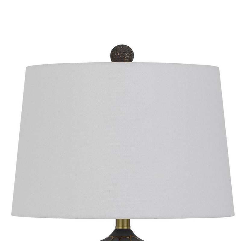 27 Inch Modern Curved Table Lamp Set of 2 Round Shade Black Gold Resin-zoom-