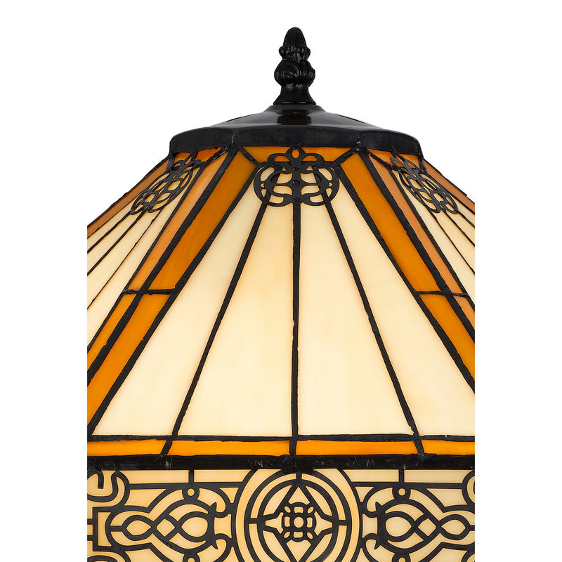 Eli 24 Inch Table Lamp Hexagonal Tiffany Style Shade Dual Lights Bronze-zoom-