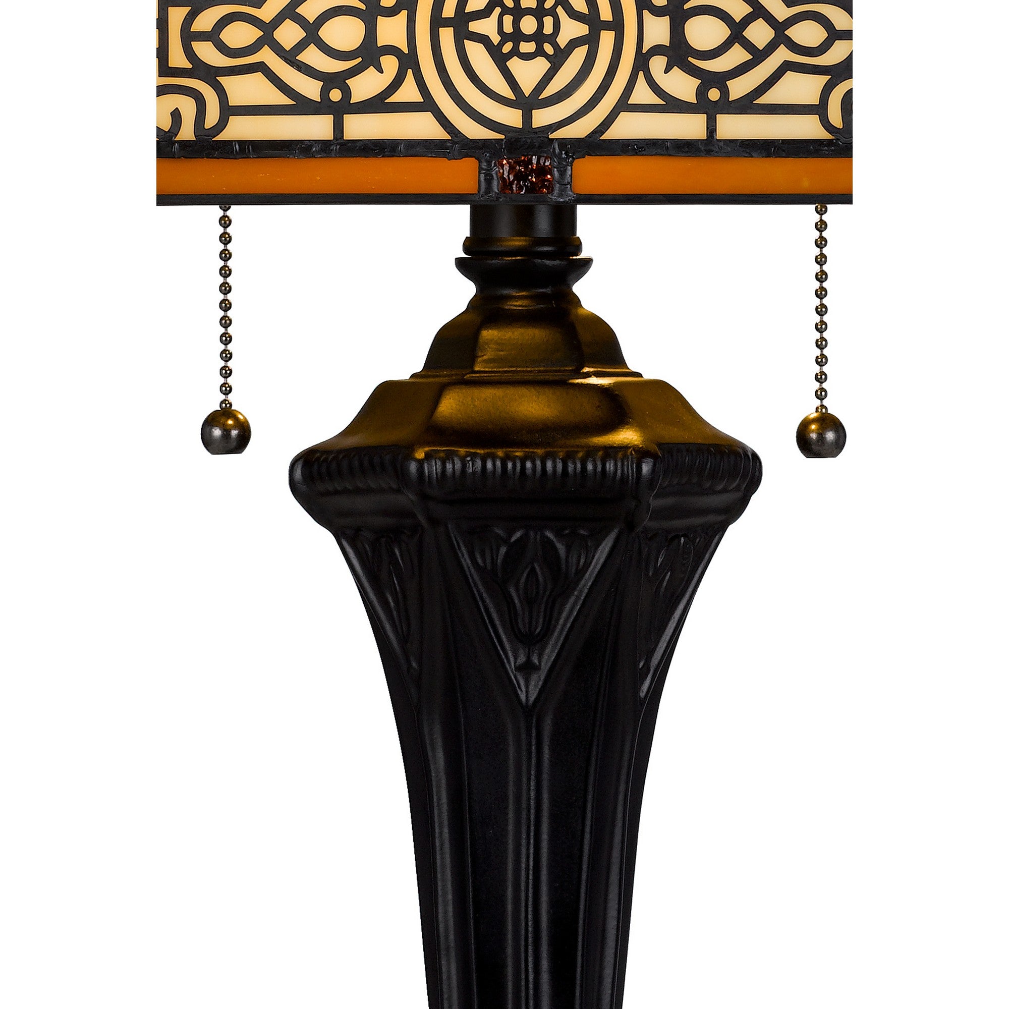 Eli 24 Inch Table Lamp Hexagonal Tiffany Style Shade Dual Lights Bronze-zoom-3