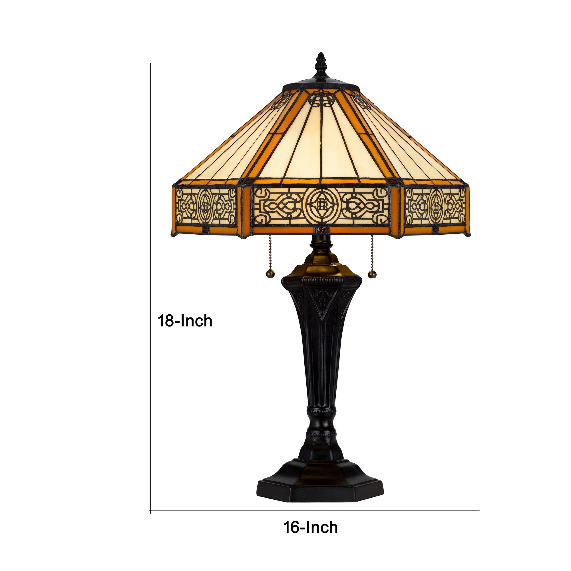 Eli 24 Inch Table Lamp Hexagonal Tiffany Style Shade Dual Lights Bronze-zoom-5