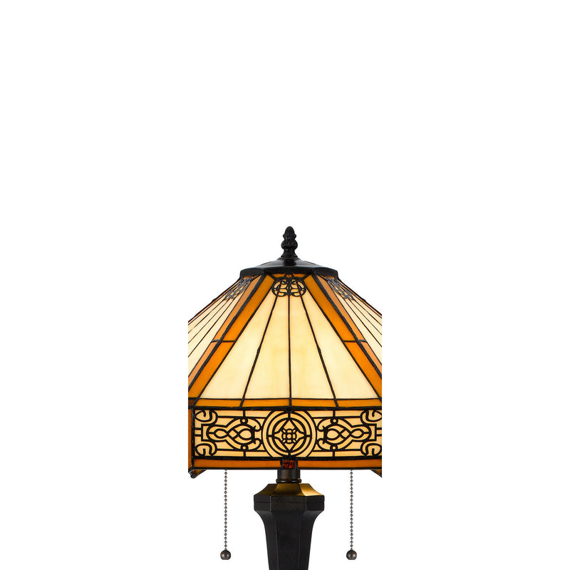 Eli 60 Inch Floor Lamp Hexagonal Tiffany Style Shade Dual Light Bronze-zoom-