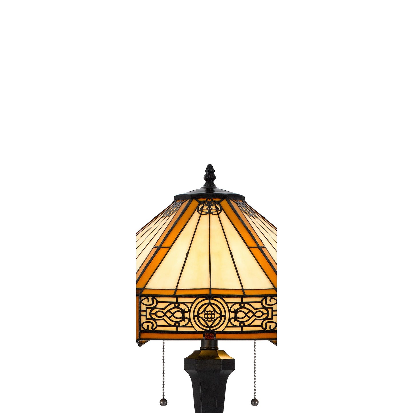 Eli 60 Inch Floor Lamp Hexagonal Tiffany Style Shade Dual Light Bronze