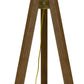 55 Inch Wood Tripod Floor Lamp Half Domed Metal Shade Antique Brass