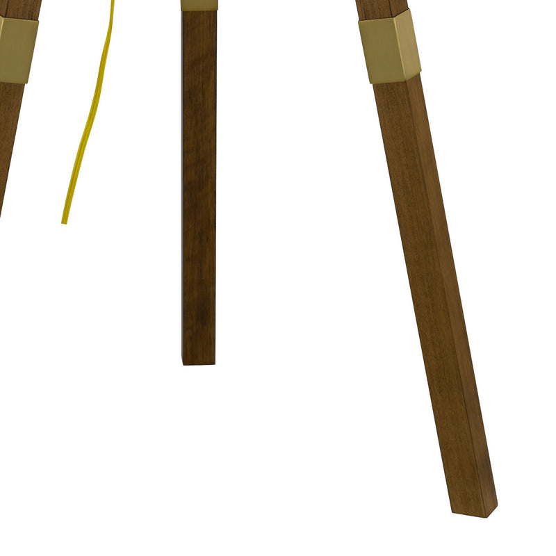 55 Inch Wood Tripod Floor Lamp Half Domed Metal Shade Antique Brass-zoom-