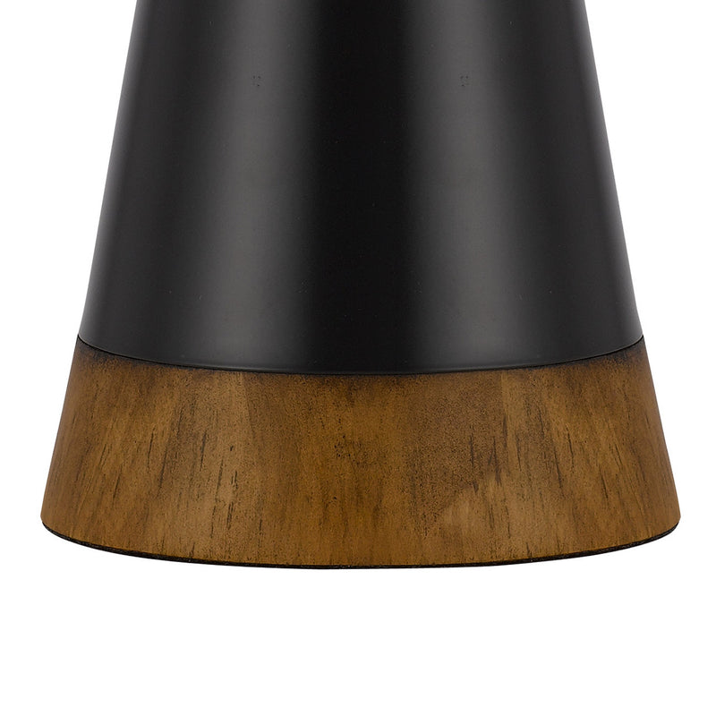30 Inch 3 Way Table Lamp Beige Mica Shade Rubberwood and Black Metal Body-zoom-
