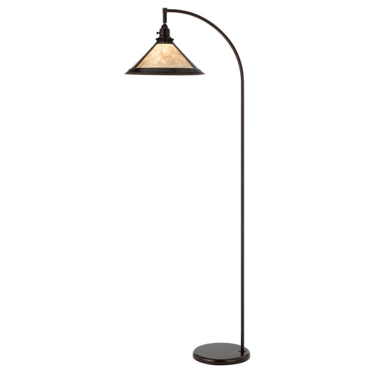 Cyan 65 Inch Adjustable Metal Arc Floor Lamp White Mica Shade Dark Bronze
