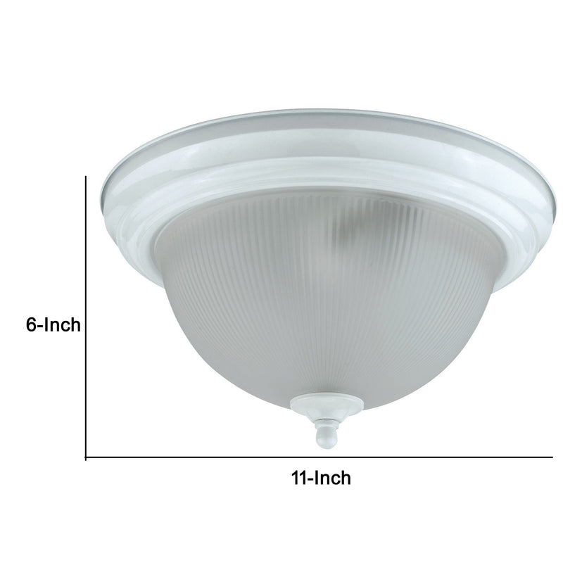 Hoy 11 Inch Ceiling Lamp Glass Dome Shade with Finial Polished White Trim-zoom-