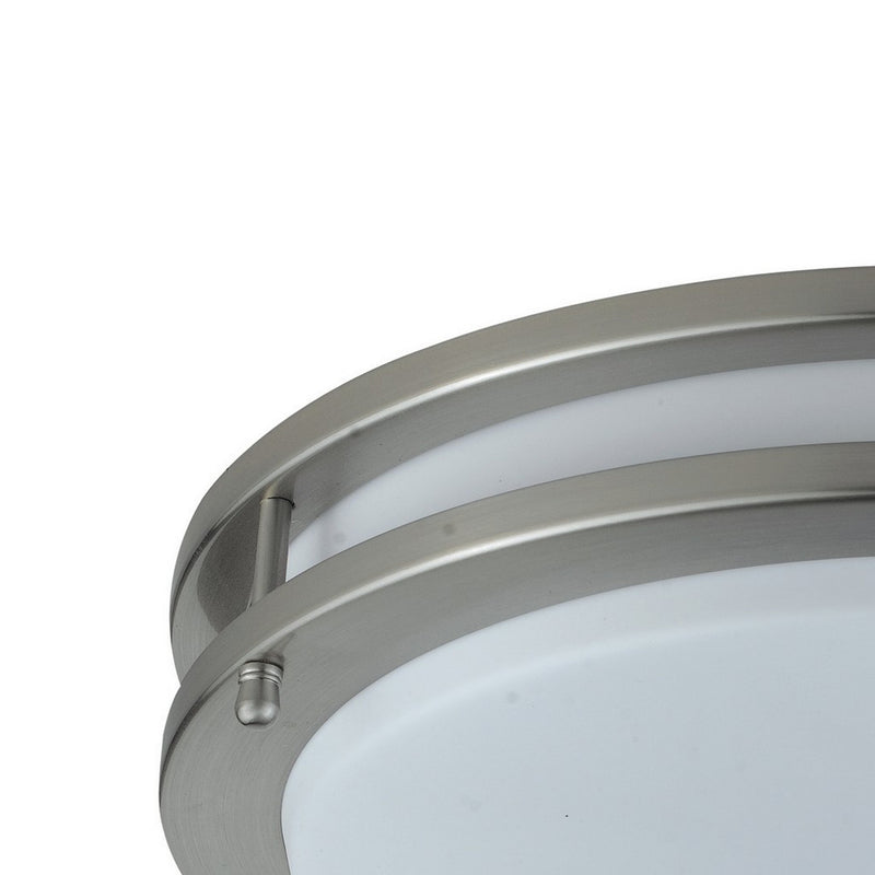 14 Inch Modern Ceiling Lamp with Frosted Acrylic Plate Steel Trim White-zoom-
