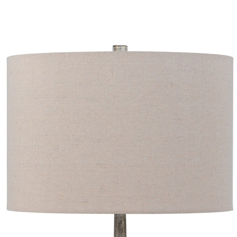 26 Inch Table Lamp Set of 2 Curved Beige Fabric Shade Distressed Gray-zoom-