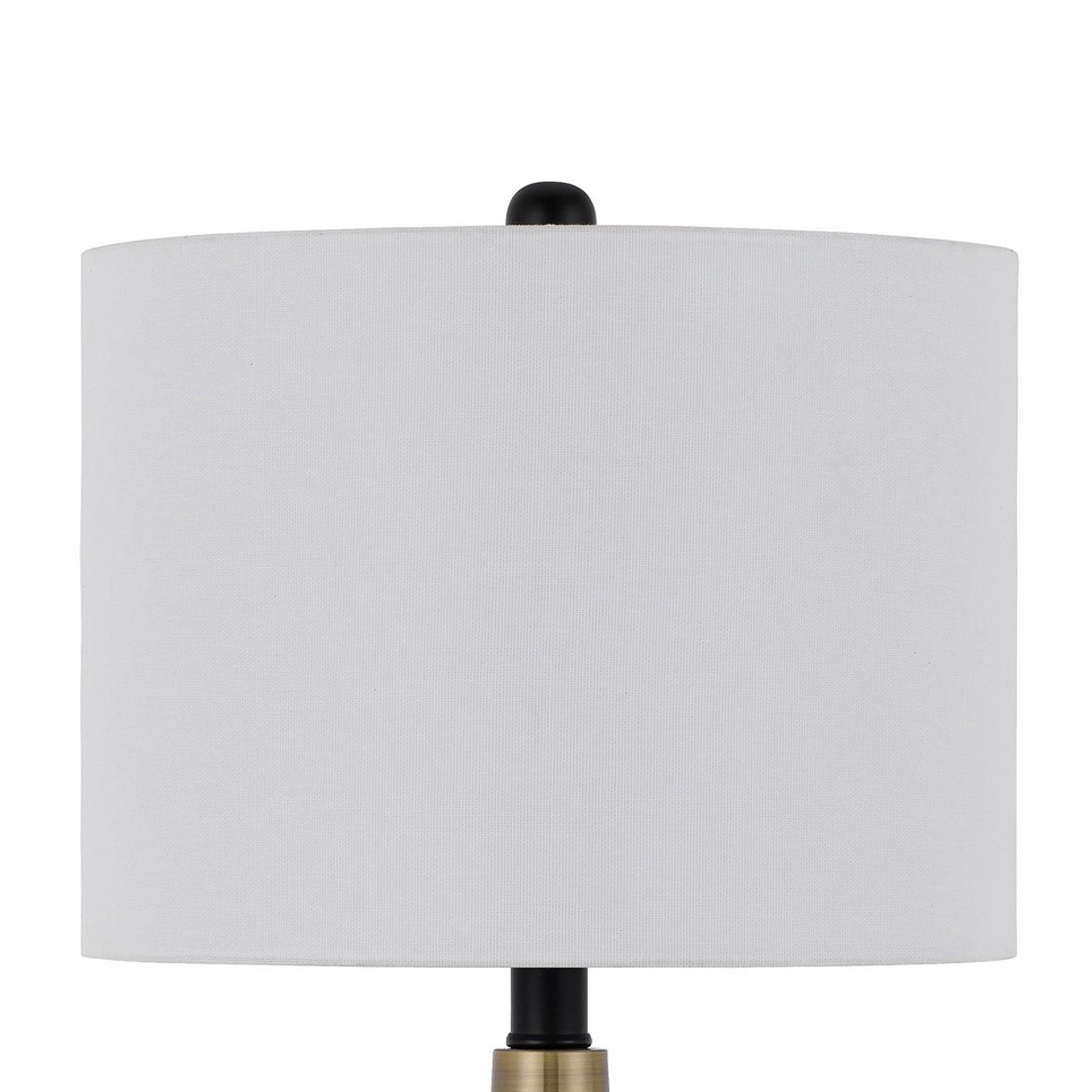 23 Inch Pear Shaped Table Lamp Set of 2 Fabric Cylinder Shade Black Gold-zoom-3