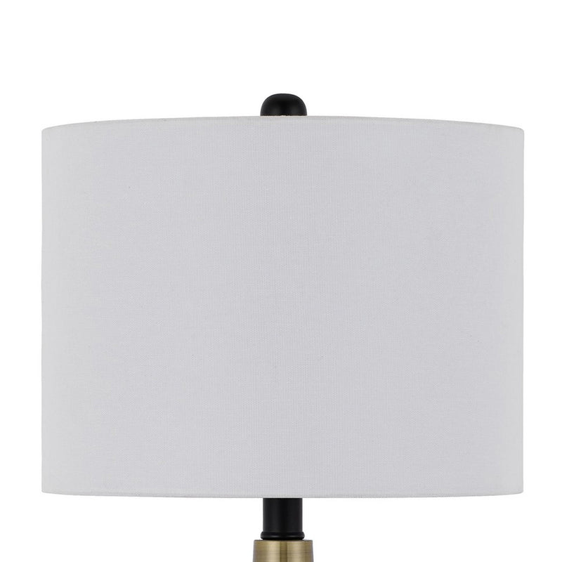 23 Inch Pear Shaped Table Lamp Set of 2 Fabric Cylinder Shade Black Gold-zoom-