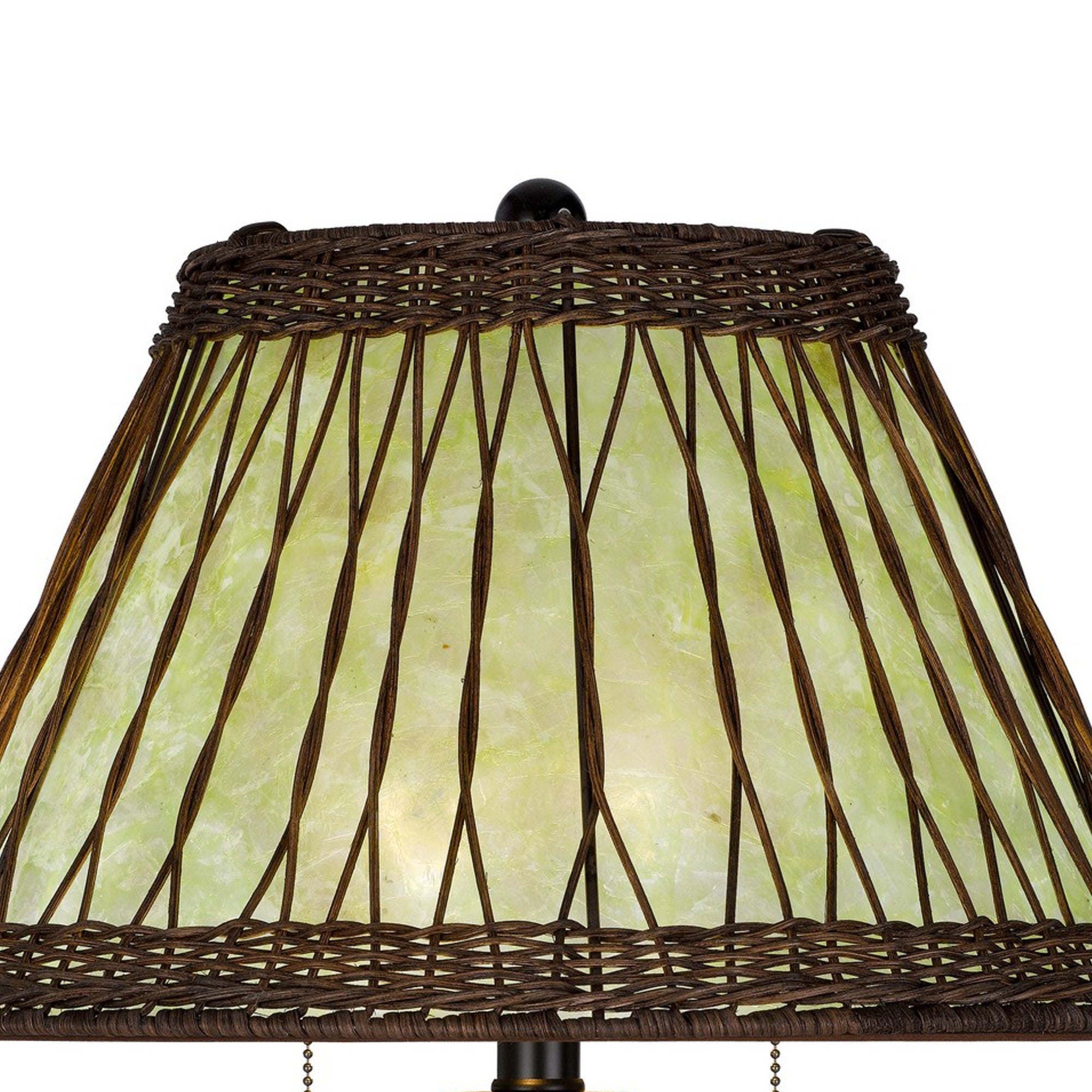 26 Inch Table Lamp Bamboo Woven Stained Green Shade Wicker Trim Bronze-zoom-2