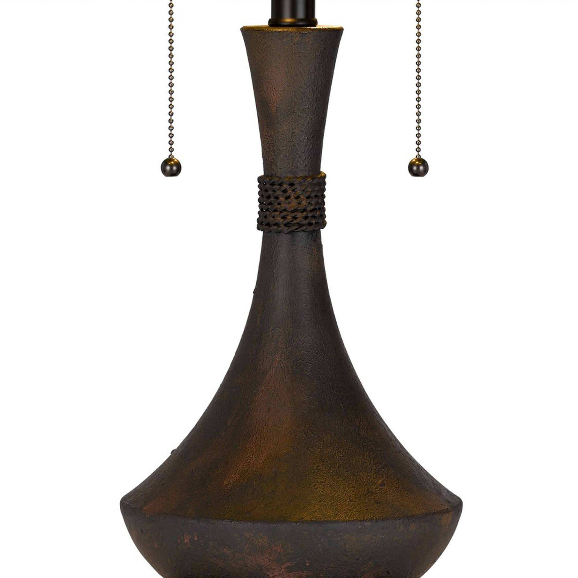 26 Inch Table Lamp Bamboo Woven Stained Green Shade Wicker Trim Bronze-zoom-3