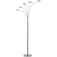 Chuck 82 Inch Modern Arc Floor Lamp 5 Puck Lights Brushed Steel Finish