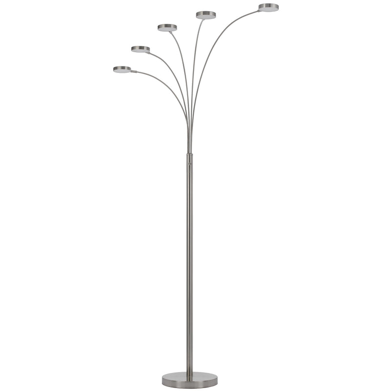 Chuck 82 Inch Modern Arc Floor Lamp 5 Puck Lights Brushed Steel Finish-zoom-