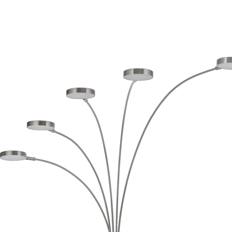 Chuck 82 Inch Modern Arc Floor Lamp 5 Puck Lights Brushed Steel Finish-zoom-