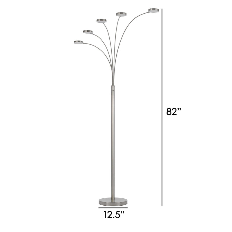 Chuck 82 Inch Modern Arc Floor Lamp 5 Puck Lights Brushed Steel Finish-zoom-