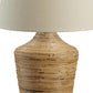 26 Inch Cottage Table Lamp Metal And Rattan Base White Fabric Drum Shade