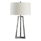Nila 35 Inch Table Lamp Pewter Gray Metal Base 3 Way Switch Drum Shade
