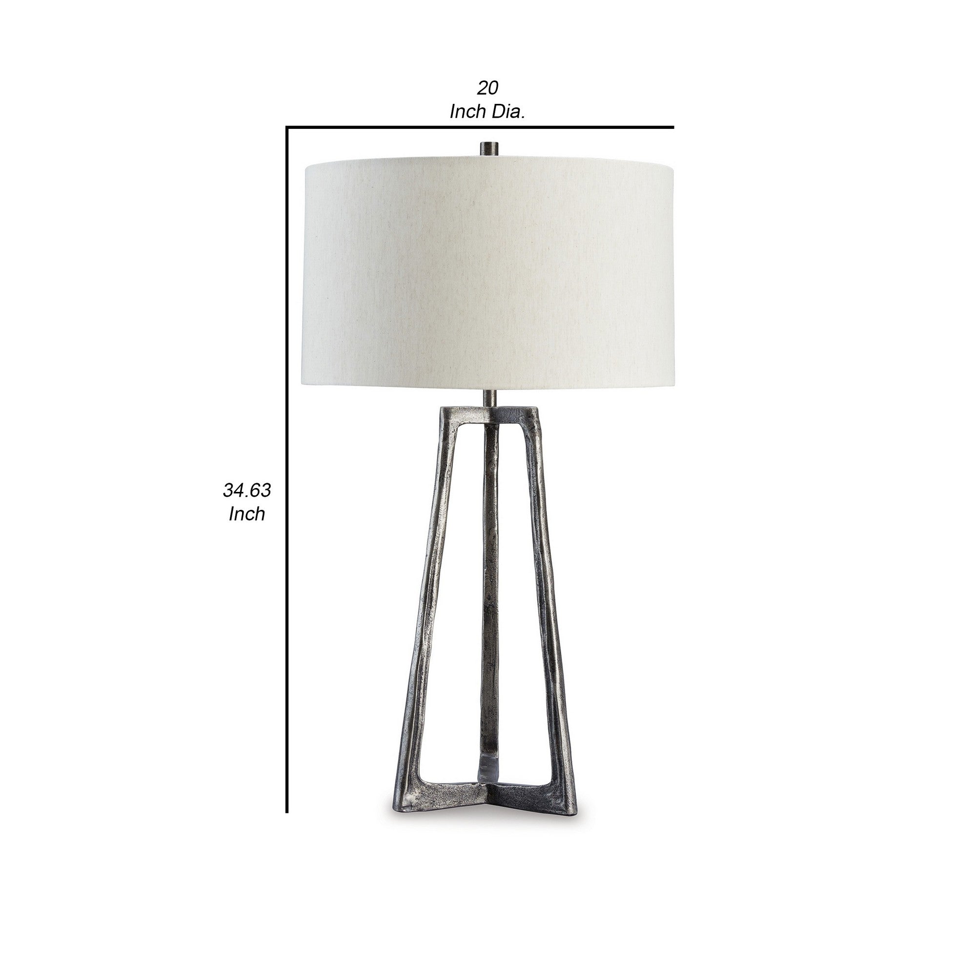 Nila 35 Inch Table Lamp Pewter Gray Metal Base 3 Way Switch Drum Shade-zoom-5